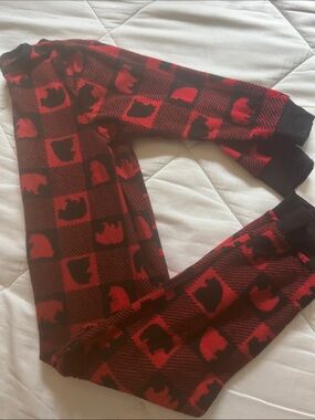 Plaid bear print zip up footless pjs size 5